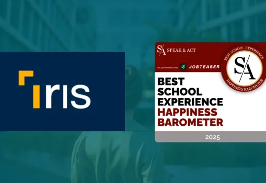 Visuel annonçant la troisième place de l’école IRIS dans le classement Best School Experience 2025