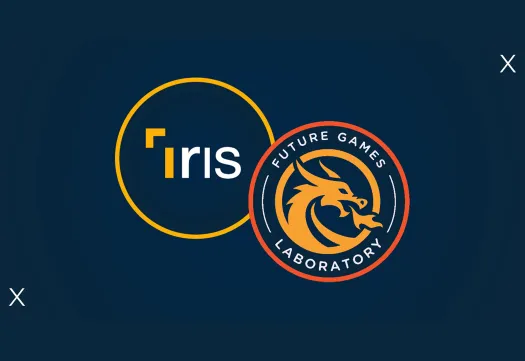 Visuel annonçant le partenariat entre l’école IRIS et Future Game Laboratory pour initier les étudiants au game design